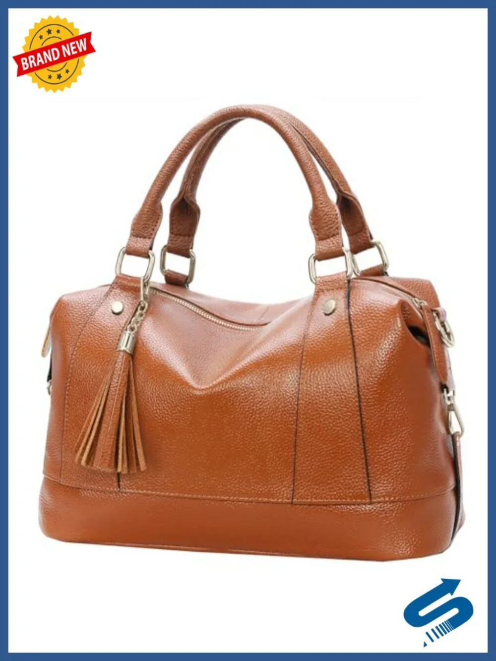 Vegan Leather Satchel Tote Purse with Crossbody Strap